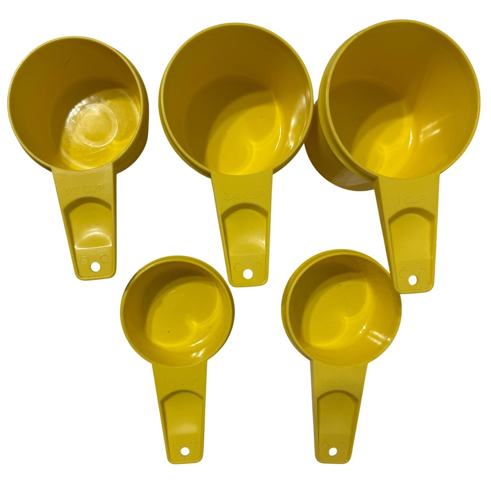 Tupperware Vintage Harvest Yellow Nesting Measuring Cup Set 5pc 1/4 to 1 Cup